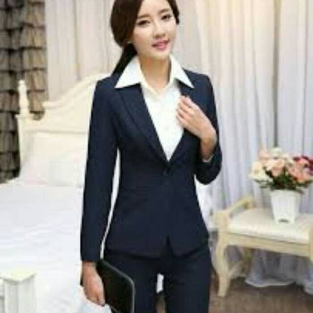 Blazer formal wanita biru navy s sampai 5L