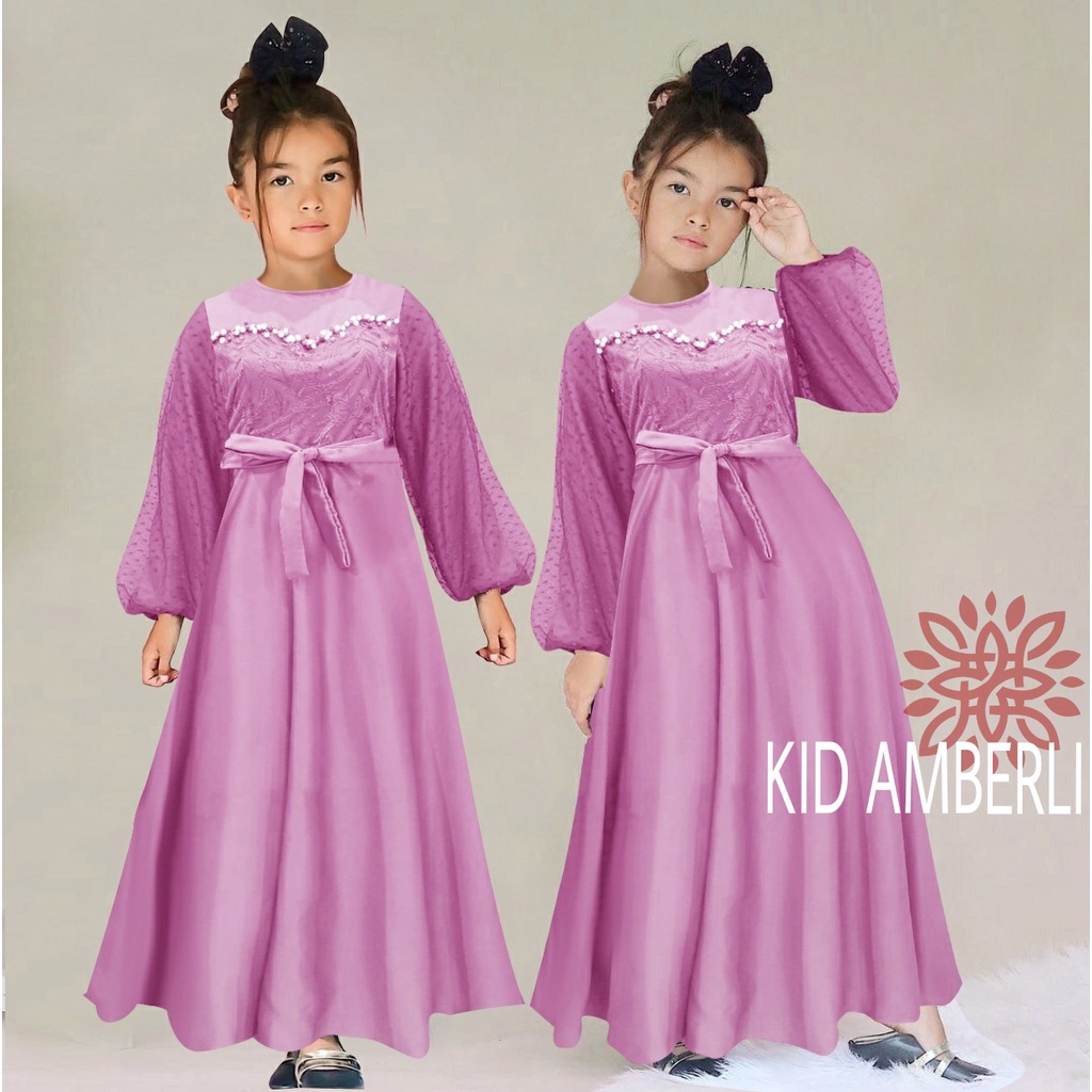 DRESS PESTA ANAK PEREMPUAN/ DRES ANAK CEWE/ AMBERLI KID ANAKU ED/ GAMIS LEBARAN ANAK/ KIDS MAXY DRESS BEOKAT MUTIARA