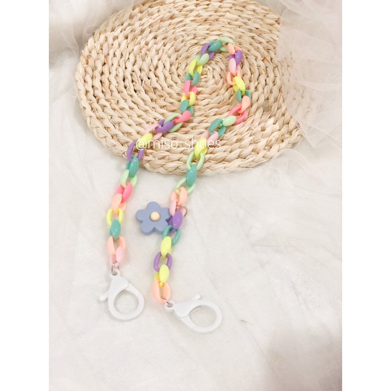 MISO Tali strap rantai masker korea Rainbow colorful pastel flower / kalung masker anak lucu