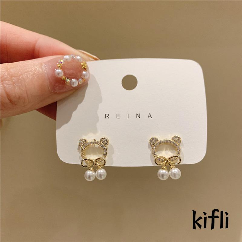 Anting,Bentuk Bulat,Motif Beruang,Untuk Wanita