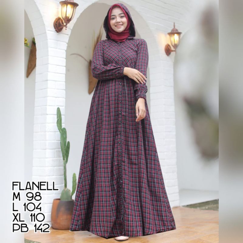 gamis cantik wanita linen dan flanel