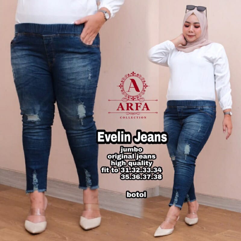 SIZE 28-42!! TERBARU EVELIN JEGGING 7/9 VARIASI SOBEK TIDAK TEMBUS.kheisya