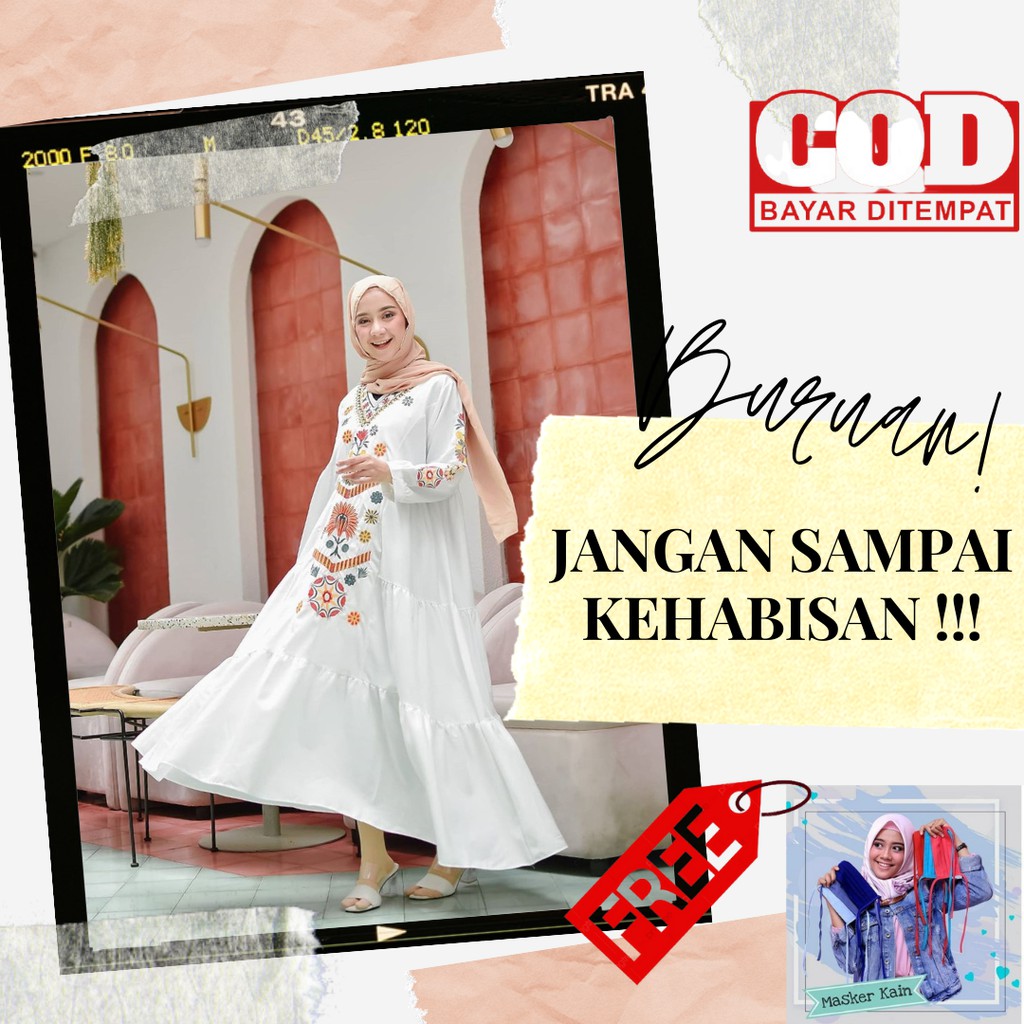 Baju Muslim Gamis Syari Wanita Baju Hijab Kekinian Baju Hijabers Ramadhani Dress Bordir Terbaru