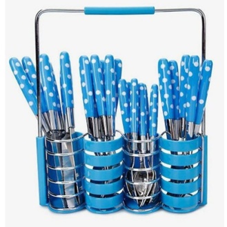 ES554 CUTLERY SET 24 IN 1 SENDOK SENDOK POLKADOT SET ISI 24 ALAT MAKAN DAPUR