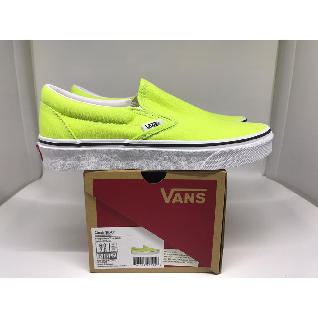 sharp green slip on vans