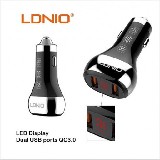 CAR Charger Mobil LED Display Dual USB QC3.0 Fast Charging LDNIO C2 - Tanpa kabel