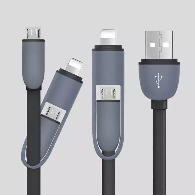 KABEL DATA CASAN MICRO USB PLUS IPHONE KABEL DATA CASAN HP 2IN1 PANJANG KABEL 1 METER 2IN1 CELL CHARGING CABLE