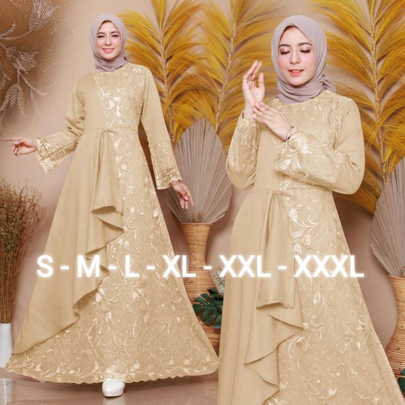 BAJU DRESS GAMIS BRUKAT BROKAT TILE KONDANGAN PESTA NIKAHAN WANITA MUSLIM ZONALA S M L XL XXL XXXL S