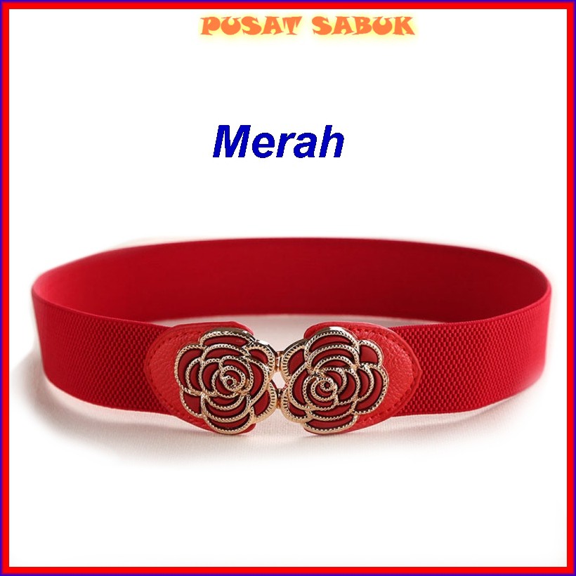 Ikat Pinggang Gesper Cewek Fashion Belt Sabuk Bunga Kecil Korea Karet Women Gasper Slim Hitam