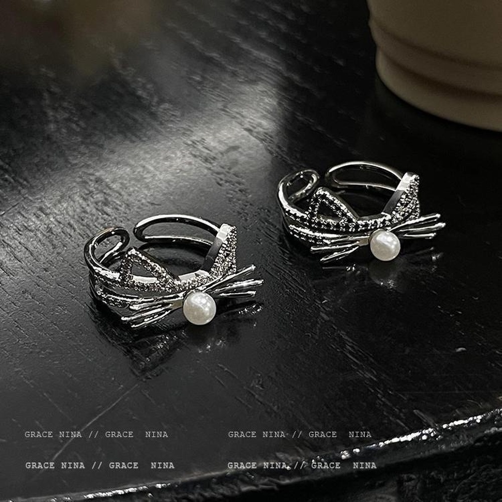 Cincin Model Terbuka Desain Kucing Lucu Gaya Simplemewah Untuk Wanita