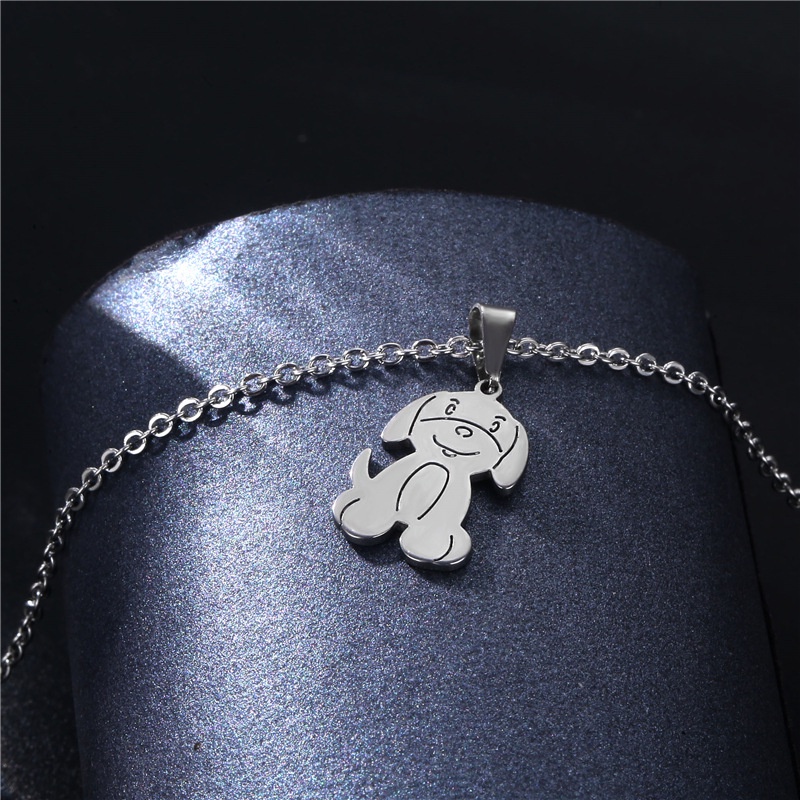 Baja berbentuk hewan anjing stainless steel liontin cute puppy kalung Eropa dan Amerika populer orna