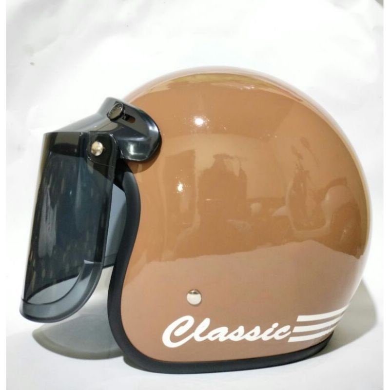 Helm Bogo Retro Classic Dewasa SNI Murah (Coklat Glossy)