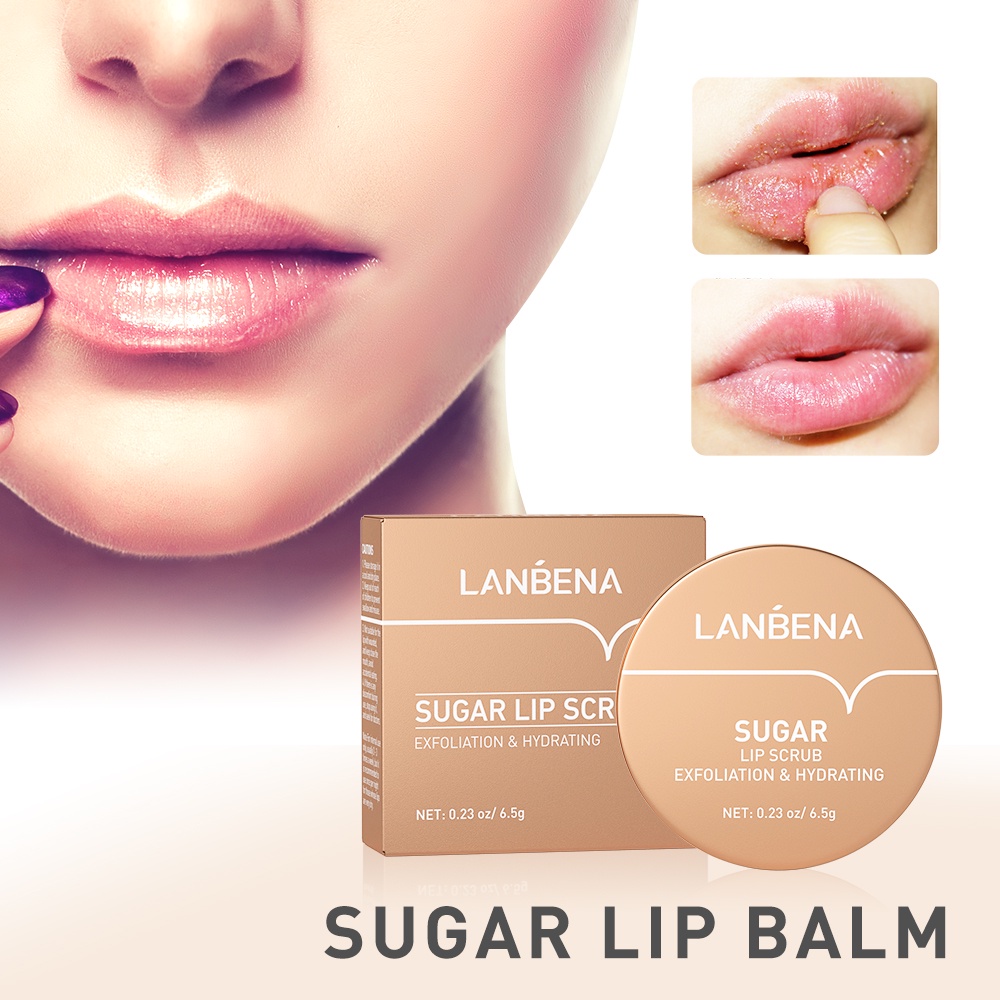 LANBENA Sugar Lip Mask Lip Balm - Melembabkan Sugar Lip Scrub Moisturizing Nourishing Exfoliating Smoothing Diminishing Lip