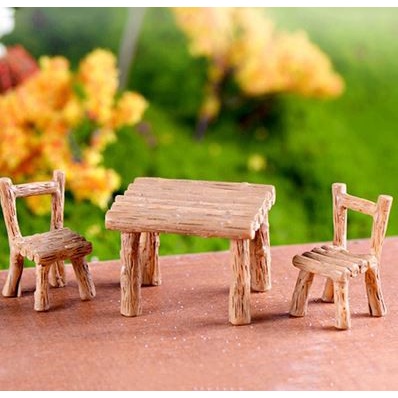 Miniatures - Terrariums - Fairy Garden - Rustic Table Chairs