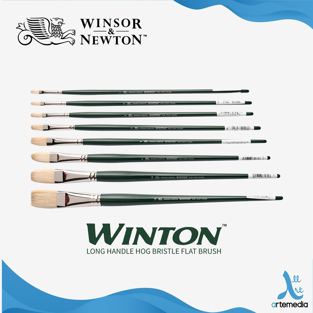 

Winsor & Newton Winton Hog Bristle Long Flat Brush Long Handle Kuas Lukis Cat Minyak