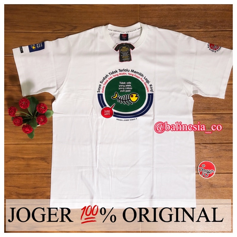 KAOS JOGER BALI DEWASA - ASLI 100% ORIGINAL - WARNA PUTIH - LENGAN PENDEK
