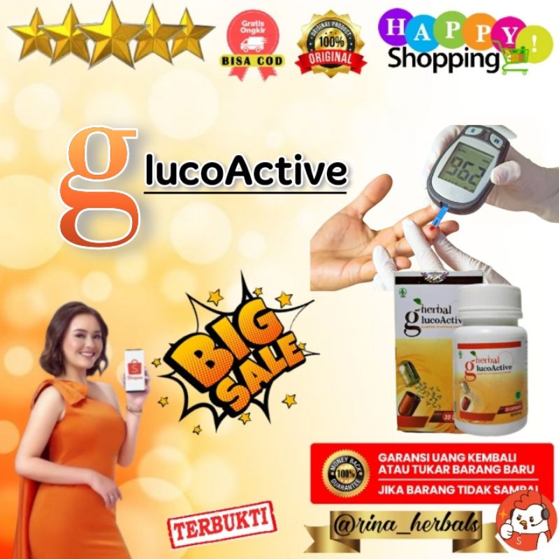 GlucoActive Asli Original Obat Herbal Diabetes Dan Kencing Manis BPOM - Gluco Active Isi 30