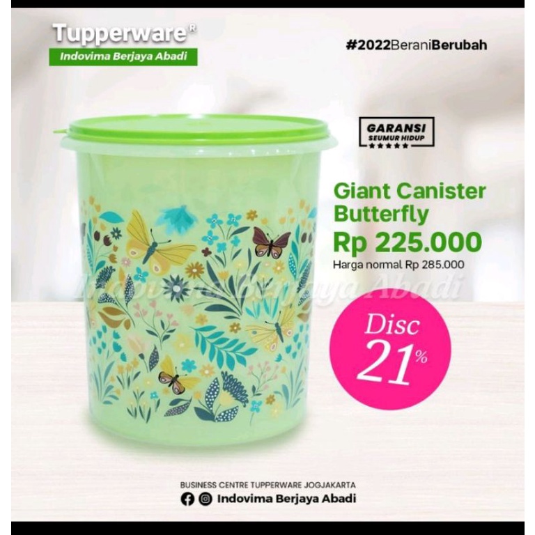 Giant canister tupperware / giant canister butterfly tupperware 8,4 L / toples jajan / toples krupuk
