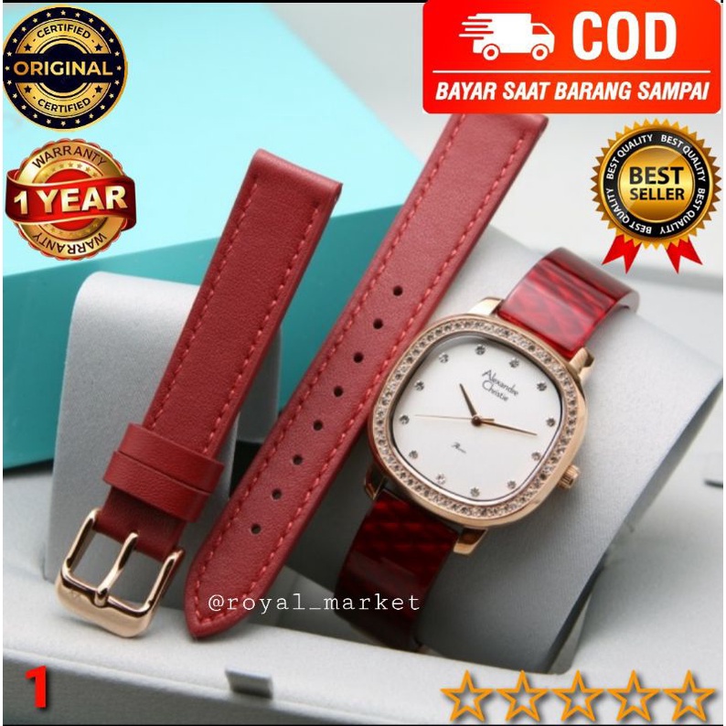 [WARNA LAIN GESER FOTONYA] ORI JAM TANGAN WANITA ALEXANDRE CHRISTIE MURAH FREE KULIT KERAMIK ARLOJI 