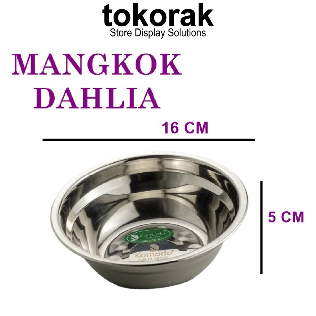 MANGKOK STAINLESS DAHLIA 16 CM KOMODO - BASKOM KOBOKAN - WADAH KUAH