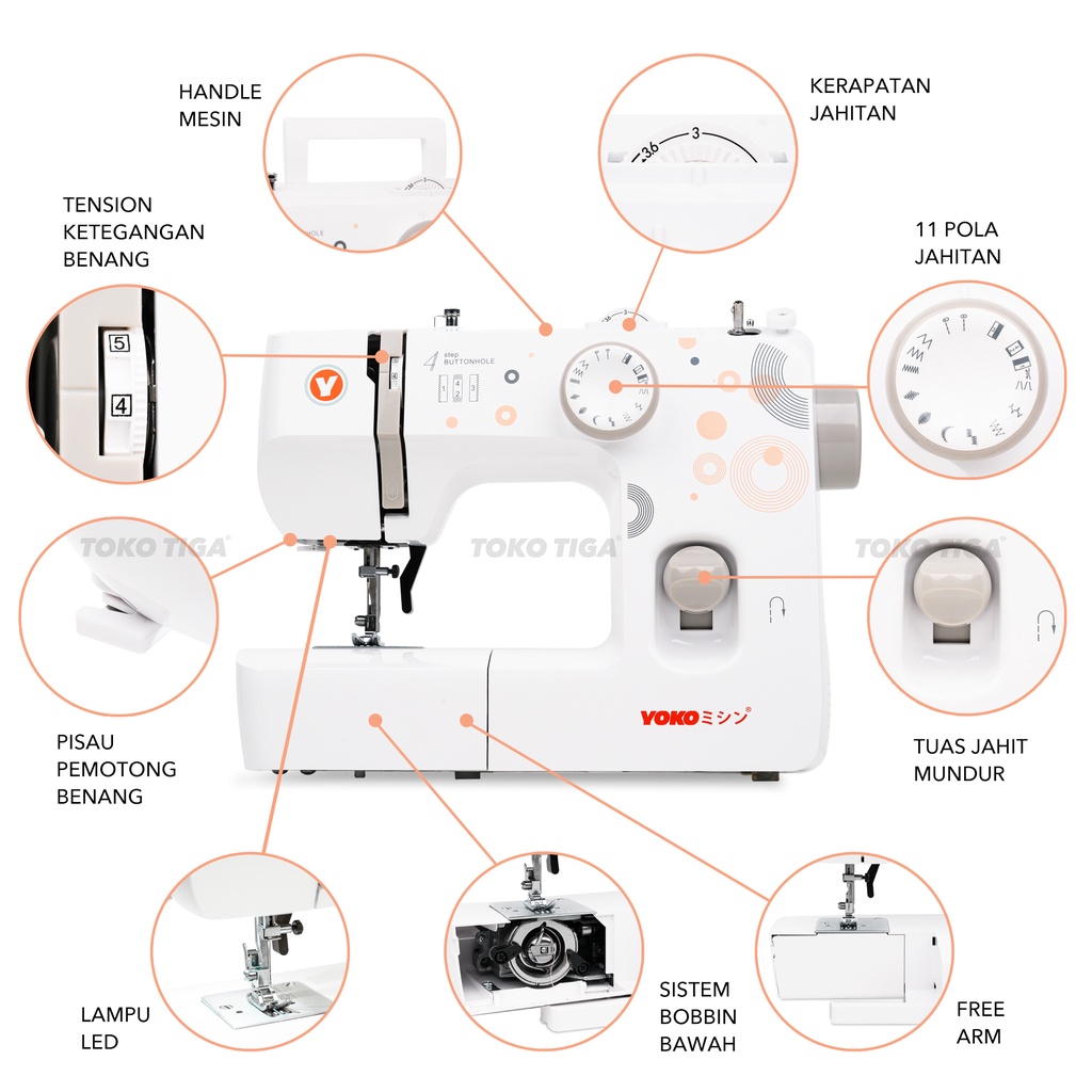 Mesin Jahit Portable Multifungsi 11 Pola YOKO YK590 / YK-590