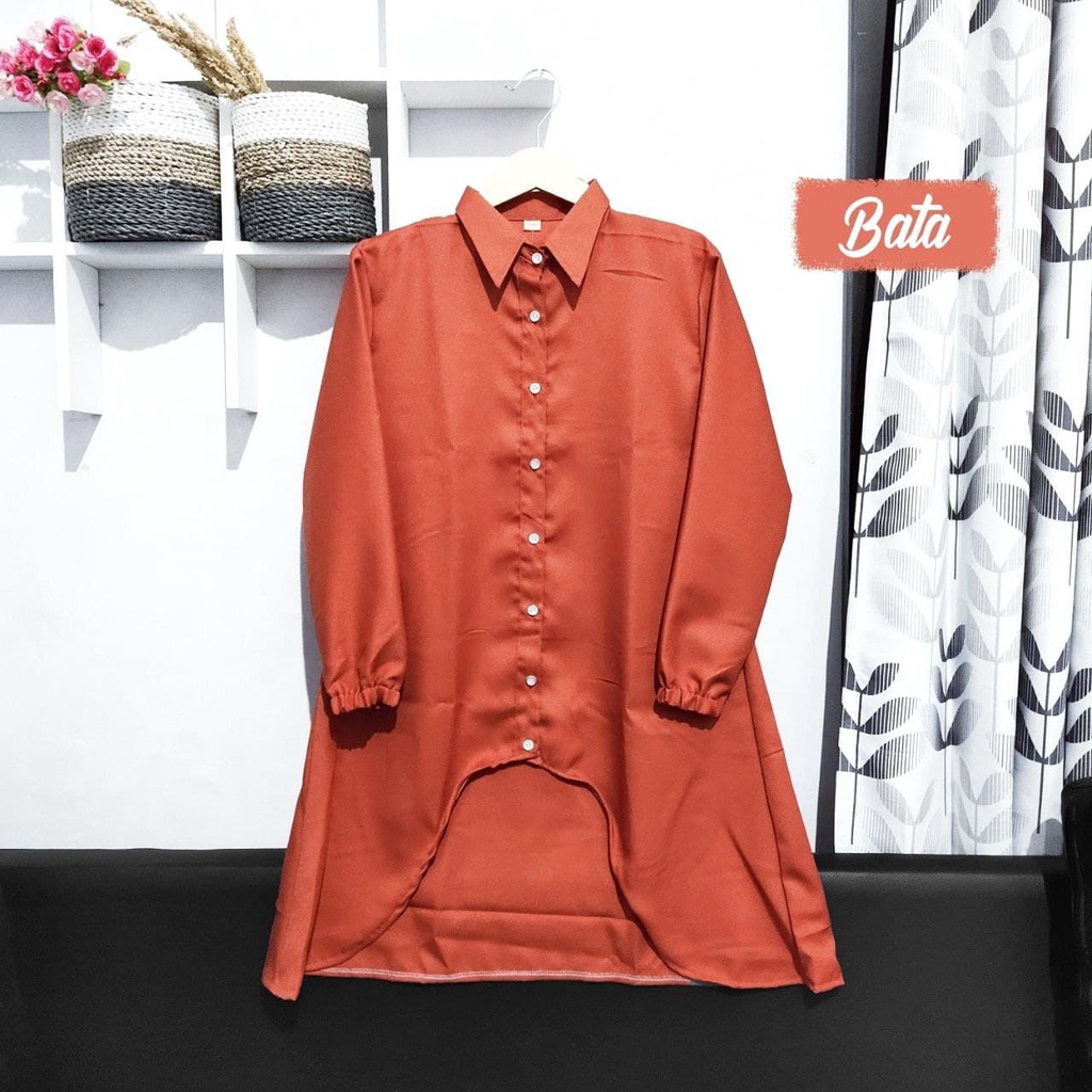 TM 12- COD Kemeja tunik busui wanita remaja cewek XL ld 106-108 cm panjang murah jumbo kancing depan