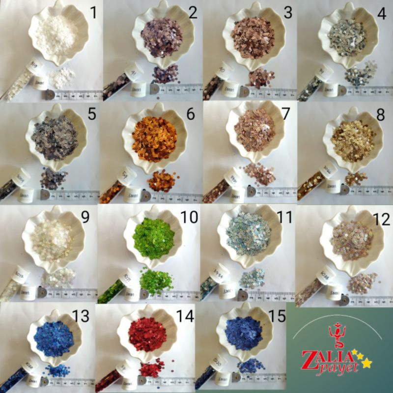 Payet Piringan 3mm warna laser, doff, bening / Sequin / Ramboci - Zalia Payet