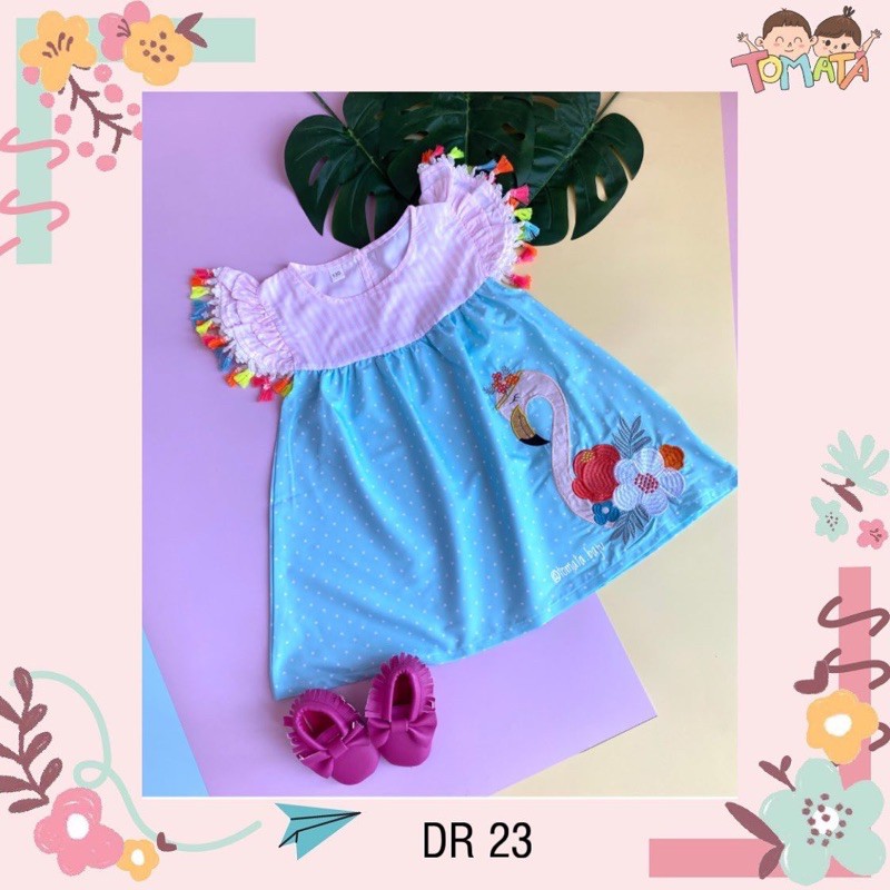 dress flamingo tosca - dress anak - dress murah