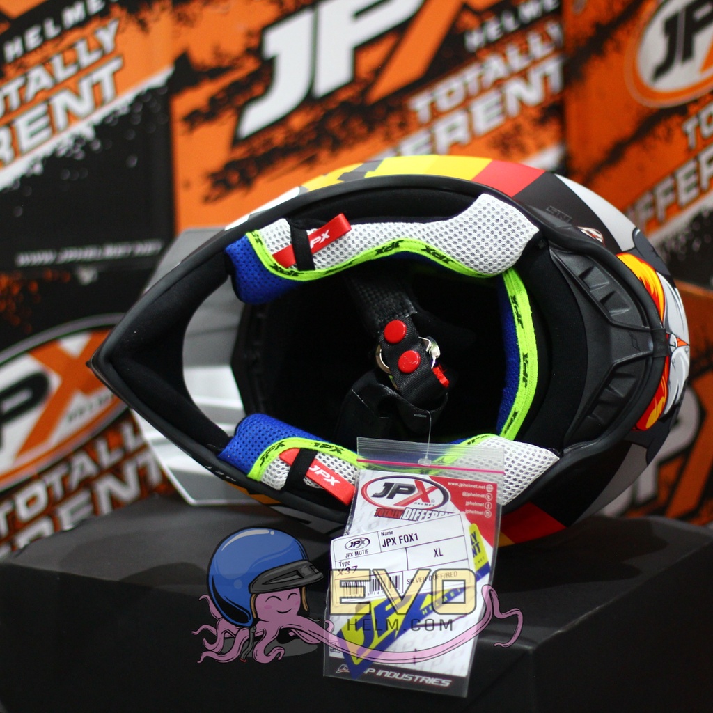 HELM JPX CROSS_FOX1 SERI X37 - SILVER DOFF / RED + GOOGLE SNAIL (ONGKIR 2 KG) HELM JPX TERBARU