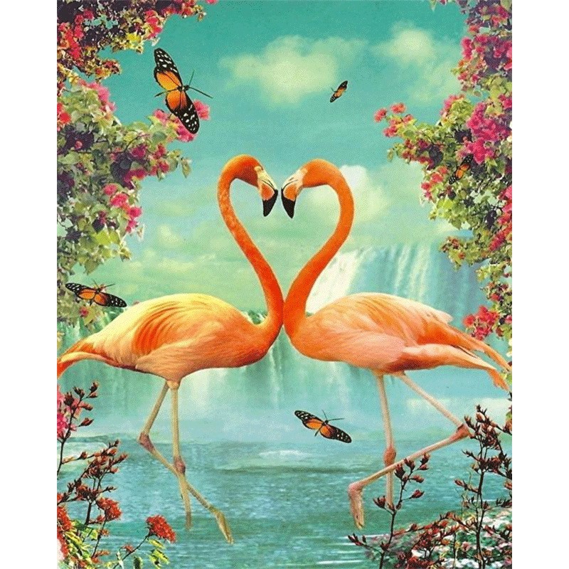 Diy Lukisan  Diamond 5d Dengan Gambar Burung  Flamingo Dan 