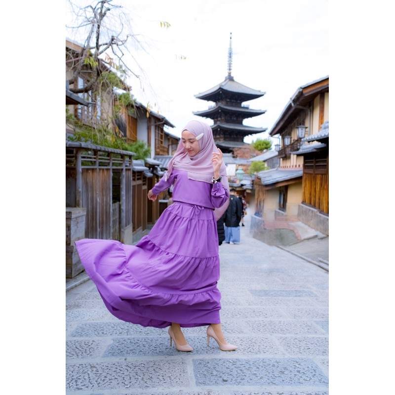 Mayumi croptop, gamis, dress, hijab remaja
