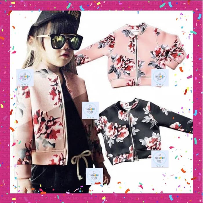 5266Tn Jaket Anak Cewek Perempuan Kid Funny Peach Merah Fanta Abu EQ578 Jaket Kulit Lengan Panjang