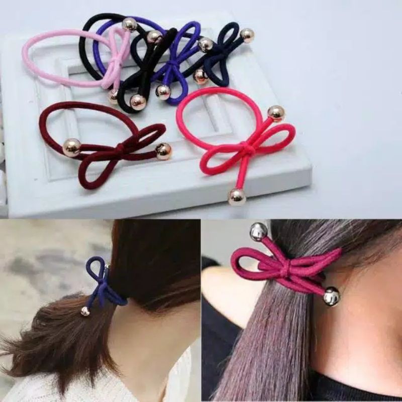 12 pcs (1 lusin) Ikat Rambut seri Simpul Pita Liontin Mote