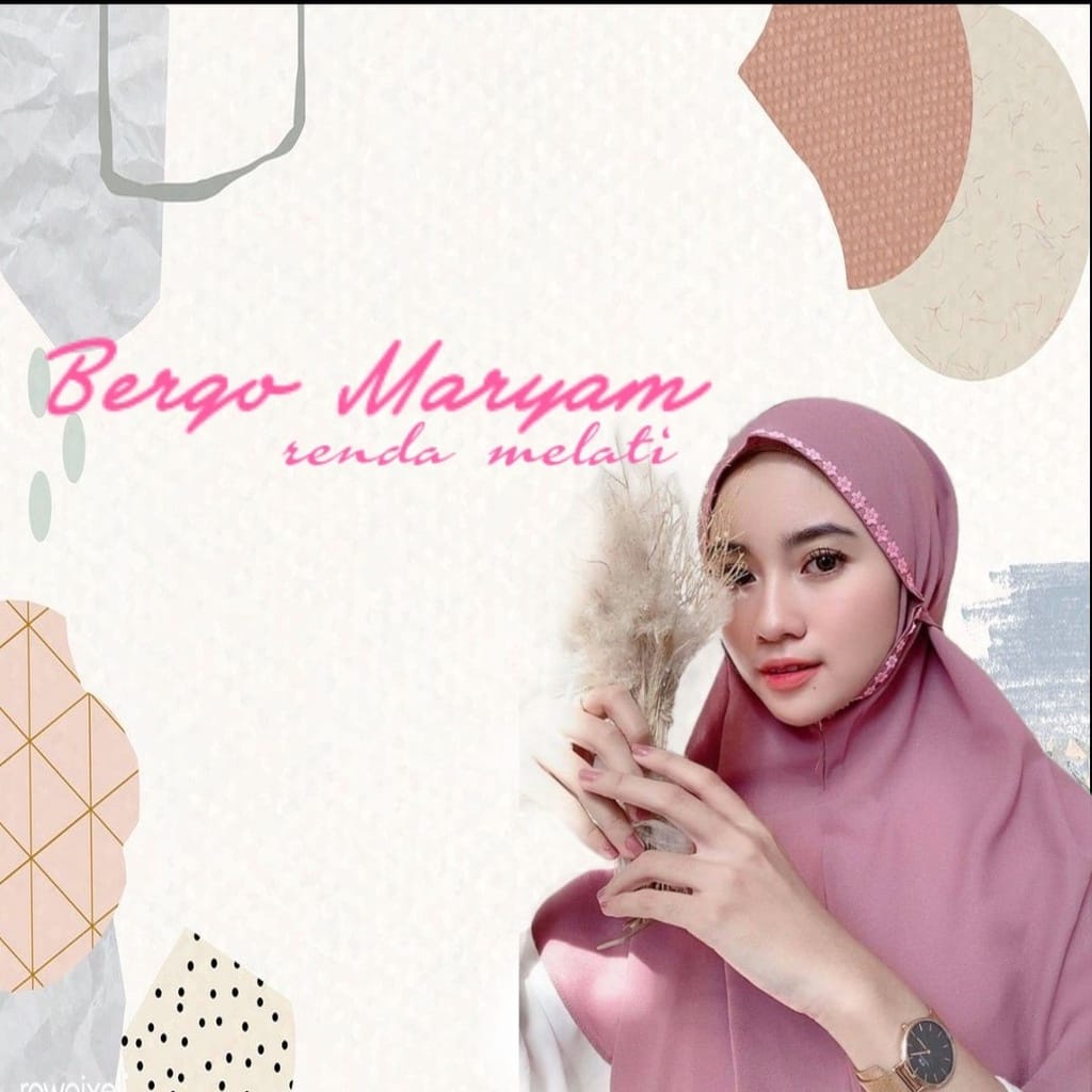 Kerudung Bergo Maryam Renda Melati bahan DIAMOND / Hijab Sehari-hari Geblus