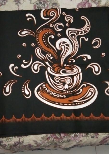 Kain Batik Solo Motif Secangkir Kopi Joss Jogja Warna Dasar Hitam