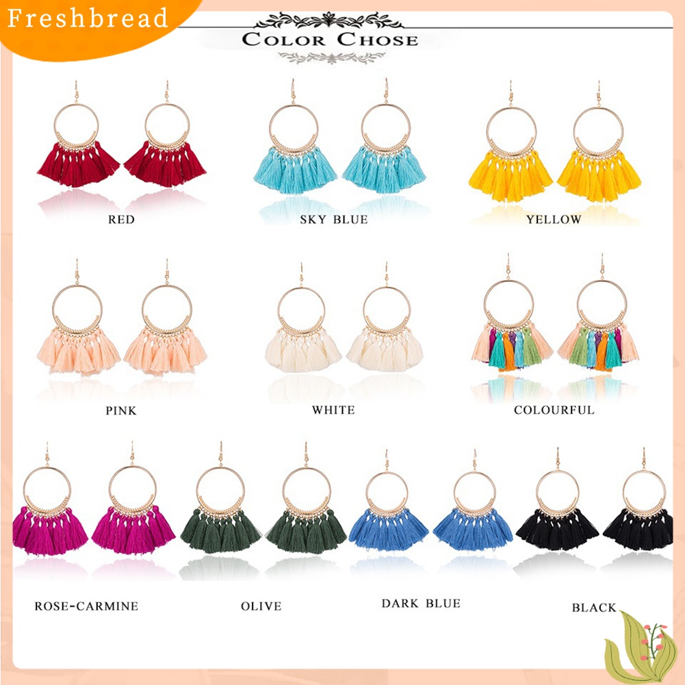 Fresh| Anting Kait Gantung Wanita Desain Rumbai Gaya Bohemian Untuk Pesta / Hadiah