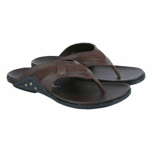 Sandal Kulit Pria Kasual Coklat DZ