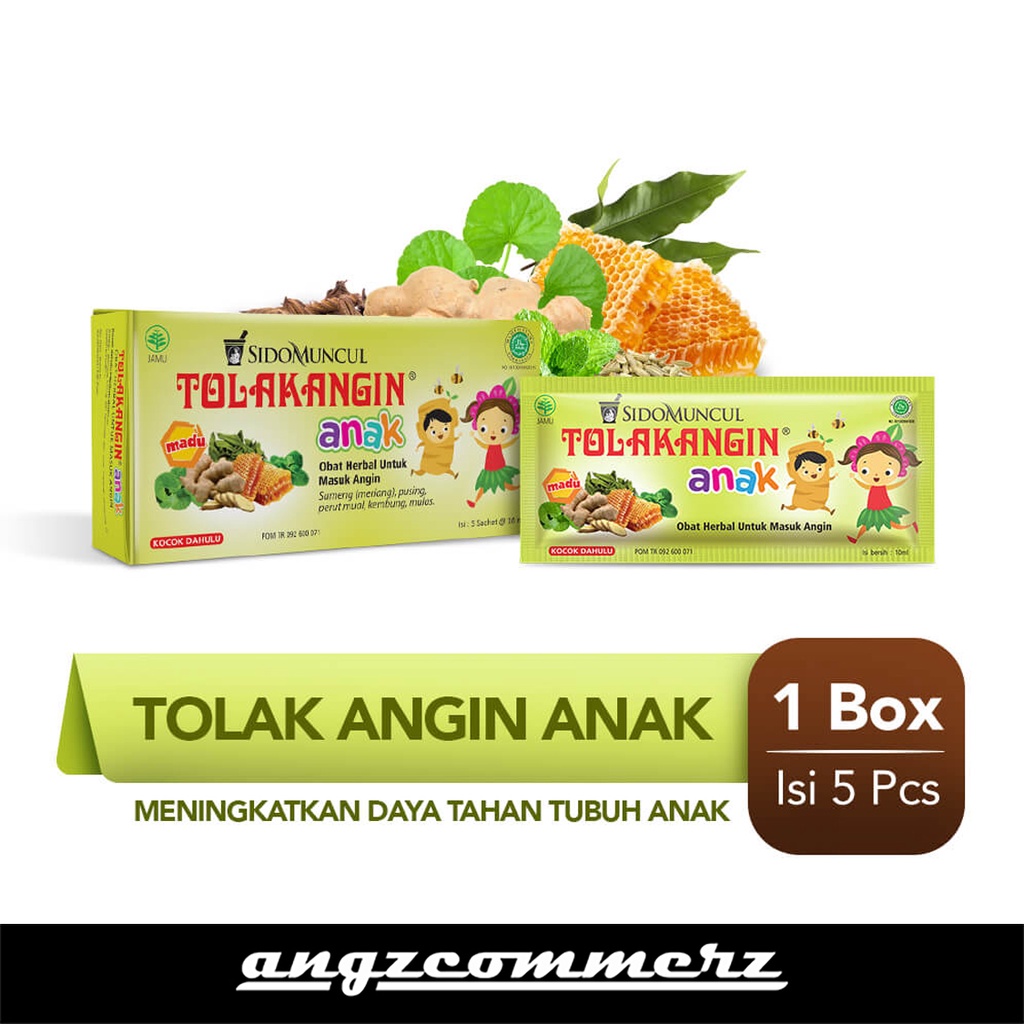 

Tolak Angin Cair Anak SIDOMUNCUL Herbal Minuman Mual Demam Flu 5 Sachet