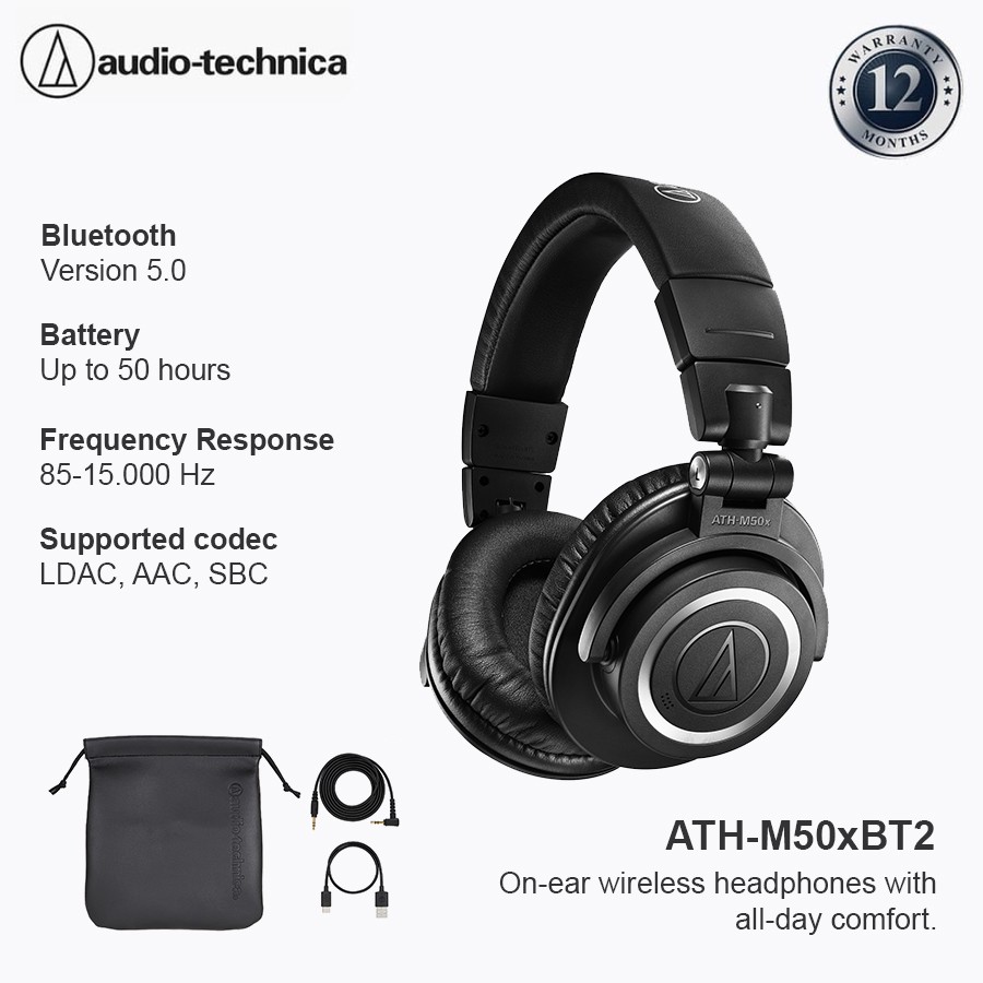 Audio-Technica ATH-M50x BT2 Monitoring Bluetooth Headphones