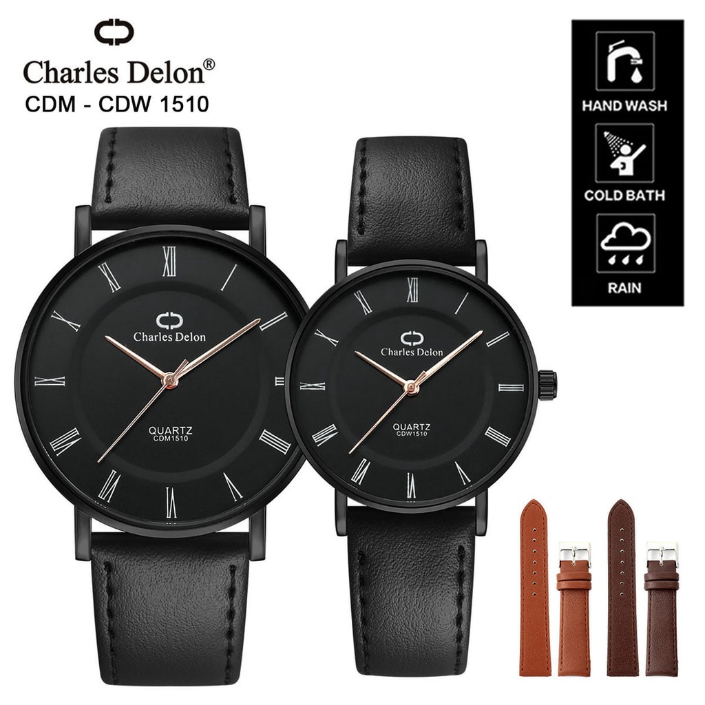 JAM TANGAN COUPLE CHARLES DELON1510 ANTI AIR BIISA DIBAWA BERENANG