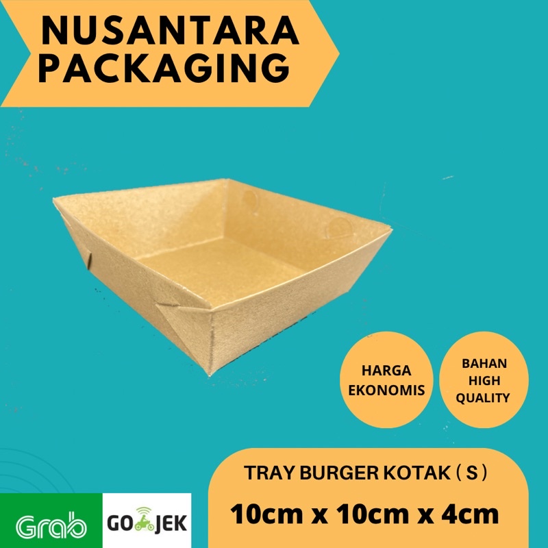 

PAPER TRAY BURGER / ALAS BOX BURGER / TRAY DIMSUM / TRAY DONUT 10x10x4 CM - FULL LAMINASI