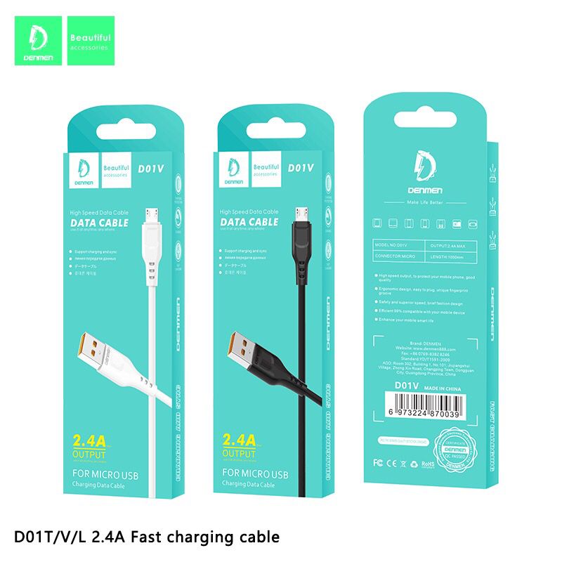 KABEL DATA DENMEN D01V MIRCO / DENMEN KABEL DATA KECEPATAN TINGGI 1M 2A 3A 5A PENGISIAN CEPAT UNTUK SEMUA HP