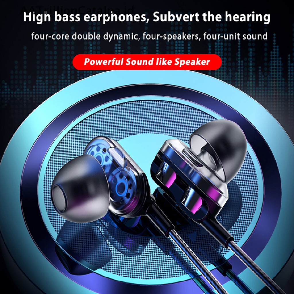 Aatrillioncatalpa Headset Gaming Stereo Bass 6D Dual Drive Dengan Kabel + Mic + Jack 3.5mm