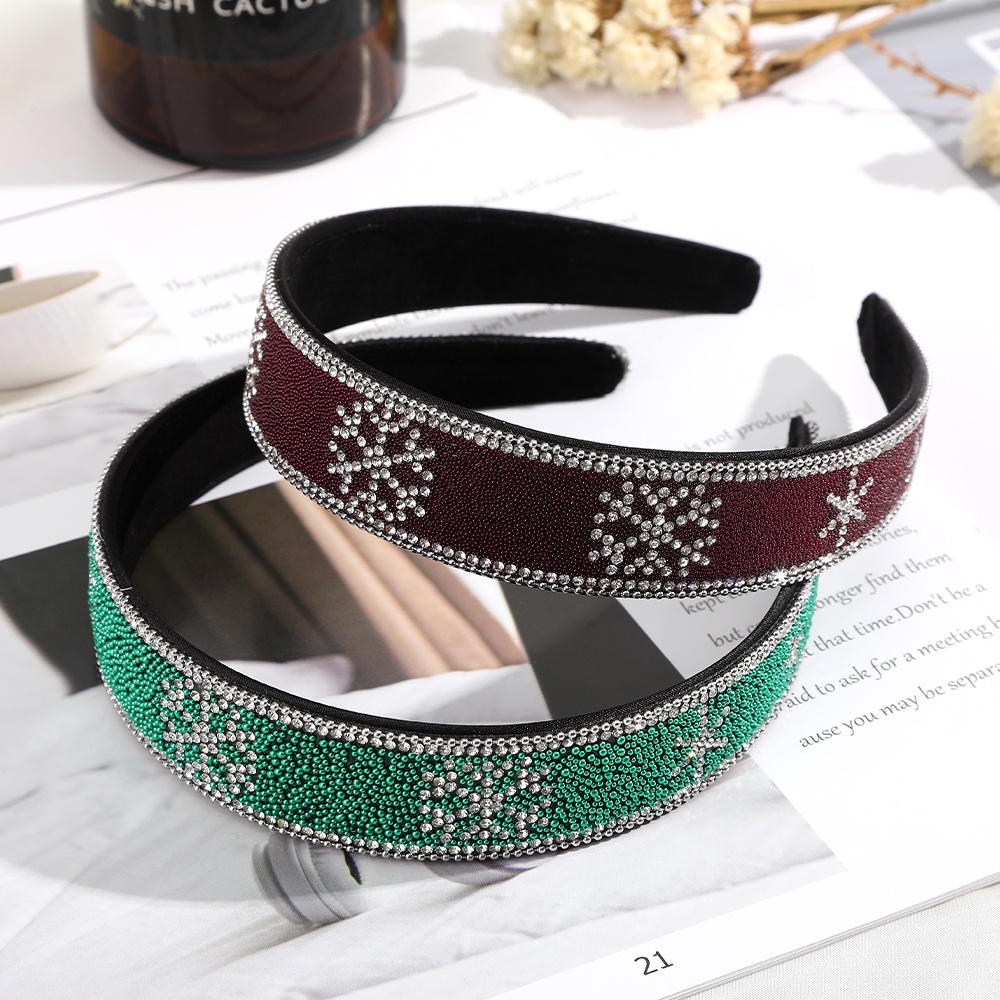 Christmas Snowflake Rhinestone Wide-brimmed Headband Fashion Simple Hair Bands for Women Hair Accessories