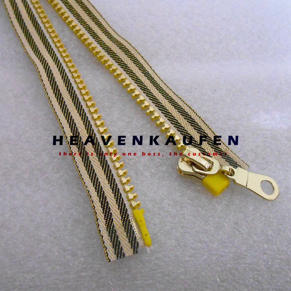 Resleting Zipper Busana Wanita 50 cm Kain Lurik Gigi/Rel Gold Vislon Kode BD