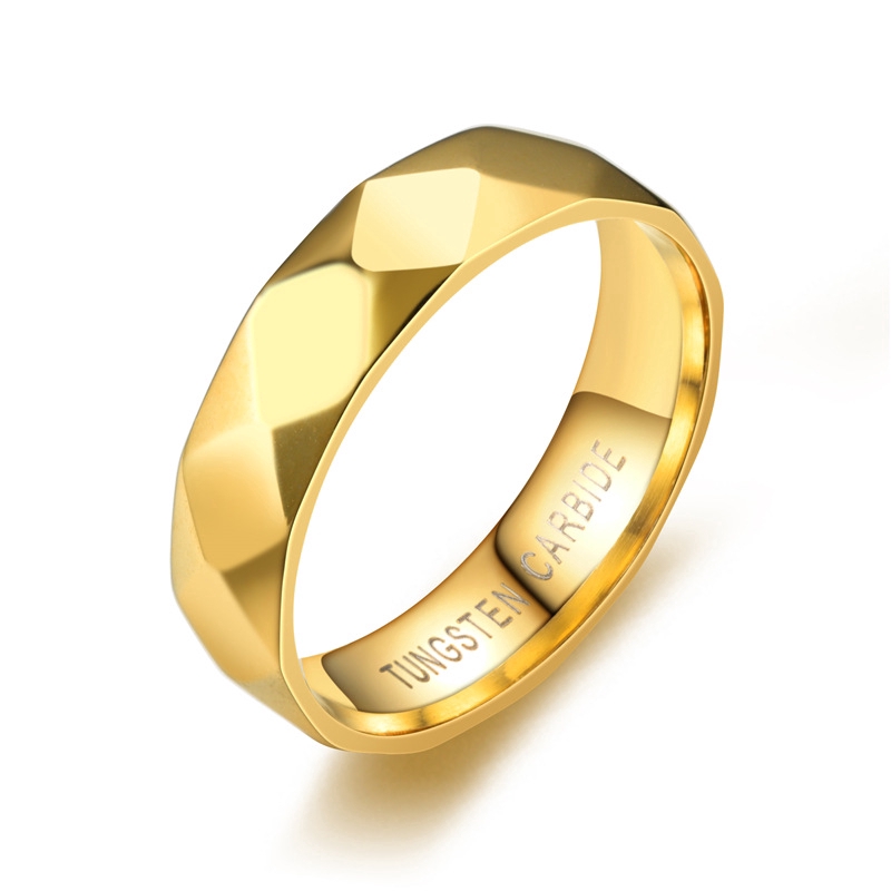 1Pcs New Polished 18K Gold Tungsten Steel Ring