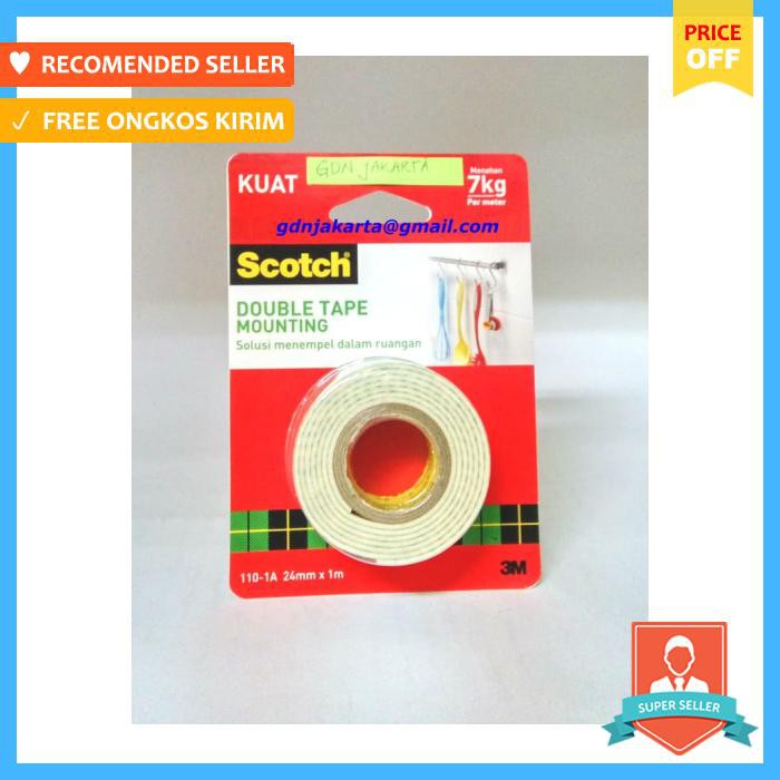 

3M Scotch Mounting Double Tape 110 1A , Size 24Mmx1M - Pengikat & Perekat - Selotip & Double Tape