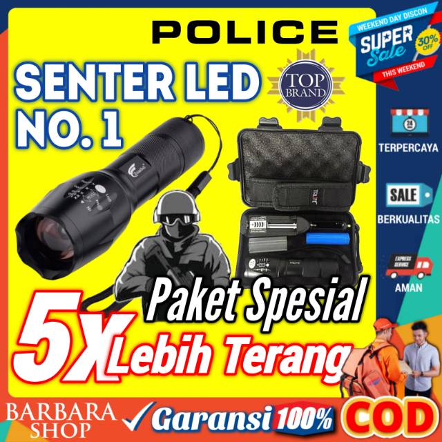 PAKET Senter LED Cree E17 Super Terang 8000 Lumens Senter XM L2 Jarak Jauh Baterai Charger Box COD