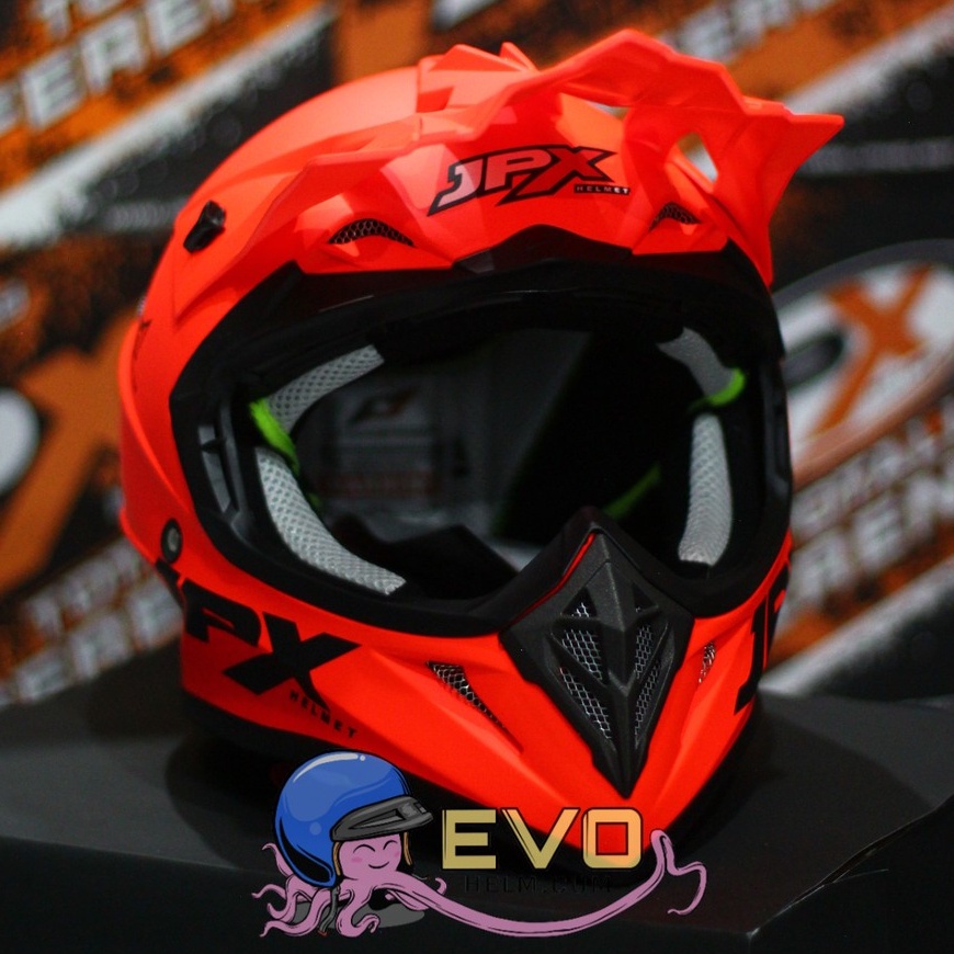 HELM JPX CROSS_SOLID - RED DOFF/ BLACK + GOOGLE SNAIL (ONGKIR 2 KG) HELM JPX TERBARU