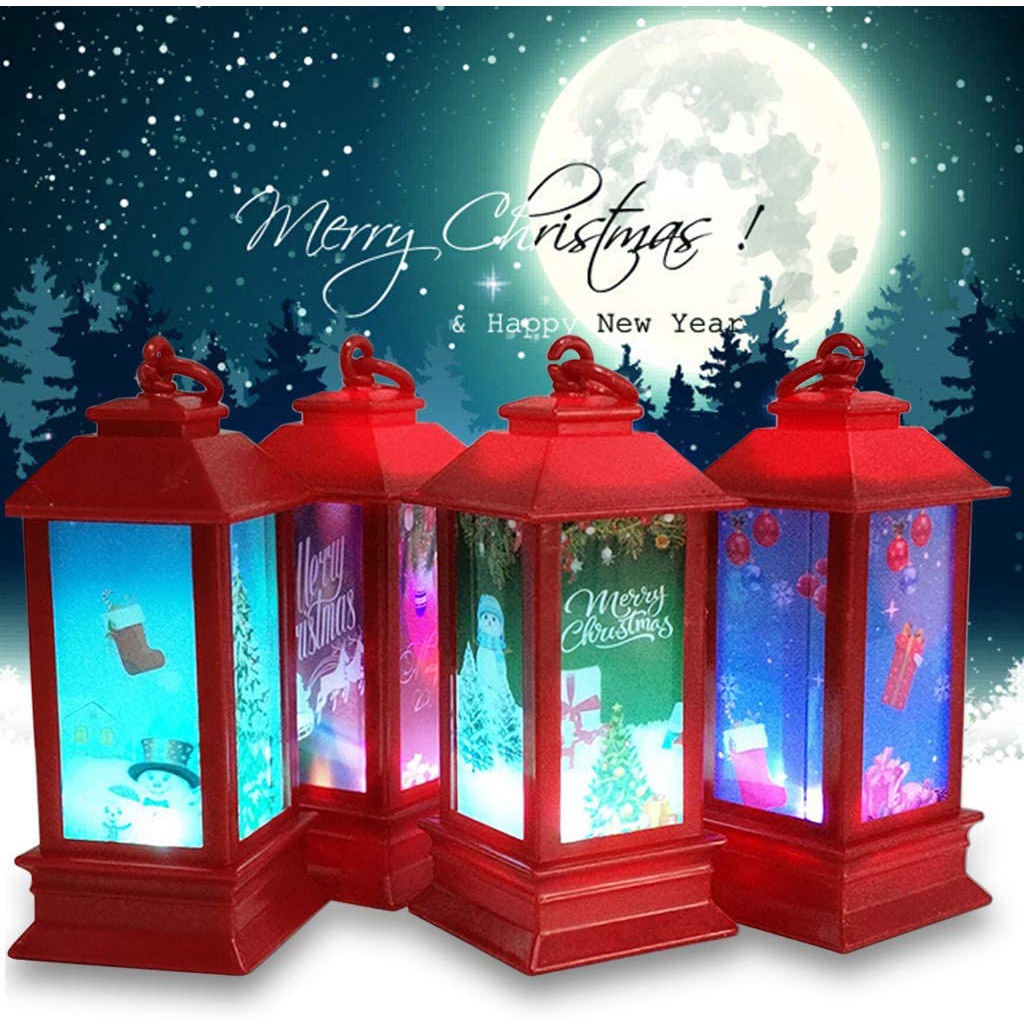 1 Pc Lampu Lentera Lilin Natal Dengan Led Bingkai Merah Ukuran 14x5.2cm Tahan Air